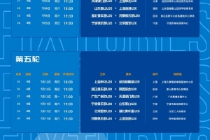 中青赛U20第二阶段赛程：采取主客场赛制，6月13日开始共踢10轮